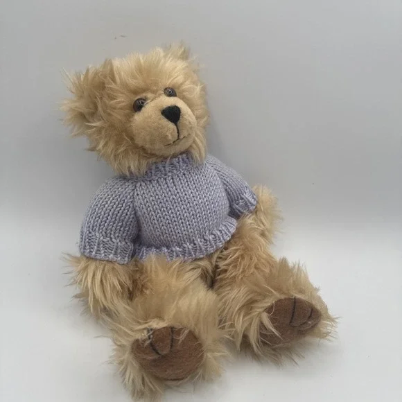 The Healing Garden Plush Teddy Bear Lavender Knit Sweater‎ 10" Fluffy Soft Toy - Picture 4 of 8